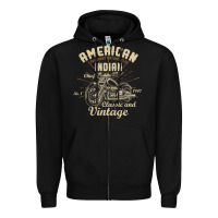 Black Retro Vintage American Motorcycle Indian for Old Biker Zipper Hoodie - trangStudio
