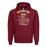 Burgundy Retro Vintage American Motorcycle Indian for Old Biker Zipper Hoodie - trangStudio