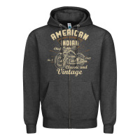 Charcoal Heather Retro Vintage American Motorcycle Indian for Old Biker Zipper Hoodie - trangStudio