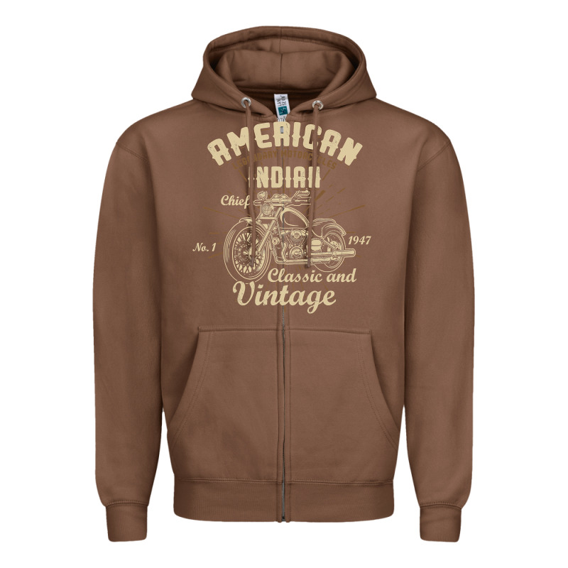 Retro Vintage American Motorcycle Indian For Old Biker Zipper Hoodie by trangStudio | Teevron