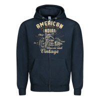 Navy Retro Vintage American Motorcycle Indian for Old Biker Zipper Hoodie - trangStudio