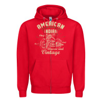 Red Retro Vintage American Motorcycle Indian for Old Biker Zipper Hoodie - trangStudio