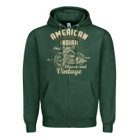 Sports Green Retro Vintage American Motorcycle Indian for Old Biker Zipper Hoodie - trangStudio