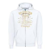 White Retro Vintage American Motorcycle Indian for Old Biker Zipper Hoodie - trangStudio