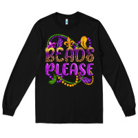Black beads please mardi gras Long Sleeve Tee - OliviaCreatesArt