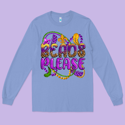 Beads Please Mardi Gras Long Sleeve Tee Designed By Oliviacreatesart