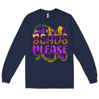 Navy beads please mardi gras Long Sleeve Tee - OliviaCreatesArt