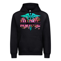 Black floral nurse custom name Urban Hoodie - AdoDesignShop