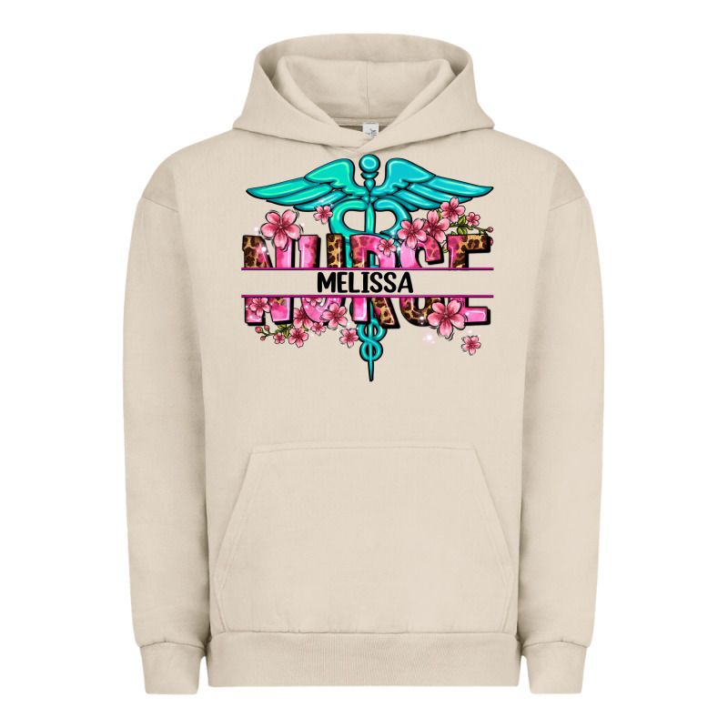 Floral Nurse Custom Name Urban Hoodie by AdoDesignShop | Teevron