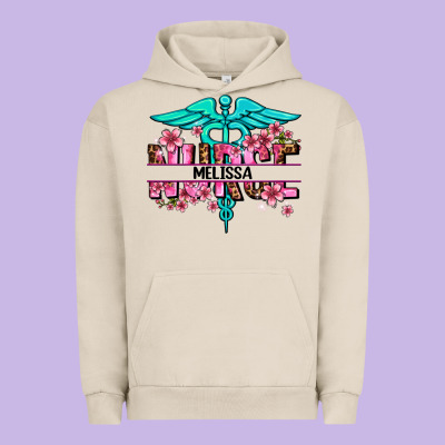 Floral Nurse Custom Name Urban Hoodie Designed By Adodesignshop
