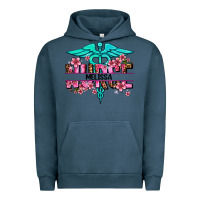 Pigment Midnight Navy floral nurse custom name Urban Hoodie - AdoDesignShop