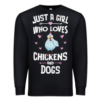 Black Just A Girl Who Loves Chickens And Dogs Gift Women Premium Sweatshirt - trangStudio