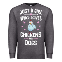 Charcoal Heather Just A Girl Who Loves Chickens And Dogs Gift Women Premium Sweatshirt - trangStudio