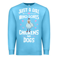 Ocean Blue Just A Girl Who Loves Chickens And Dogs Gift Women Premium Sweatshirt - trangStudio
