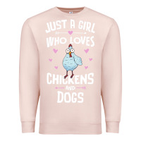 Pale Pink Just A Girl Who Loves Chickens And Dogs Gift Women Premium Sweatshirt - trangStudio