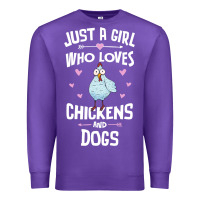 Purple Just A Girl Who Loves Chickens And Dogs Gift Women Premium Sweatshirt - trangStudio