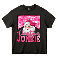 Asphalt pink Christmas junkie Santa Claus Heavy Core Tee - Jasminsmagicworld