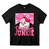 Black pink Christmas junkie Santa Claus Heavy Core Tee - Jasminsmagicworld