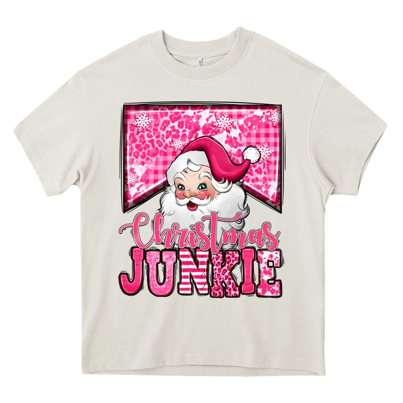 Pink Christmas Junkie Santa Claus Heavy Core Tee by Jasminsmagicworld | Teevron