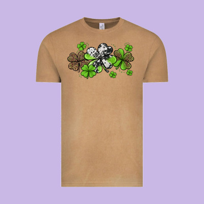 Western Cowhide Leopard Glitter Shamrocks Vintage Tee Designed By Jasminsmagicworld