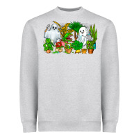 Heather Grey Spooky Plants Heavyweight Sweatshirt - CowhideDigitalArt