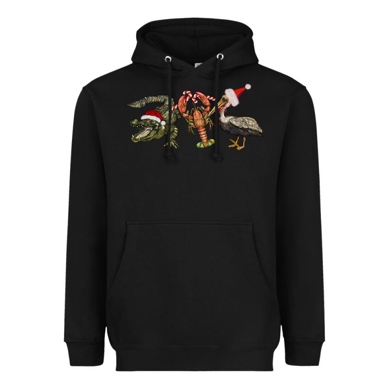 Christmas Alligator Pelican Crawfish Heavyweight Hoodie by BarkalooDesign | Teevron