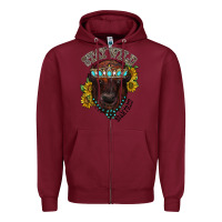 Burgundy turquoise bison Zipper Hoodie - RacoonDesign