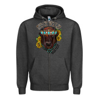 Charcoal Heather turquoise bison Zipper Hoodie - RacoonDesign