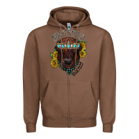 Chestnut turquoise bison Zipper Hoodie - RacoonDesign