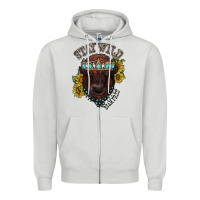 Dove Grey turquoise bison Zipper Hoodie - RacoonDesign
