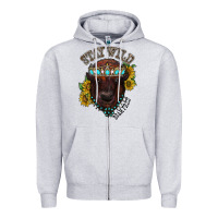 Heather Grey turquoise bison Zipper Hoodie - RacoonDesign