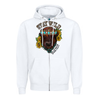 White turquoise bison Zipper Hoodie - RacoonDesign
