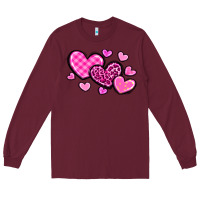 Burgundy love hearts Long Sleeve Tee - OliviaCreatesArt