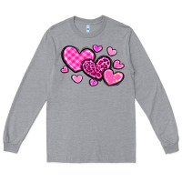 Heather Grey love hearts Long Sleeve Tee - OliviaCreatesArt