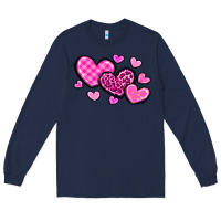 Navy love hearts Long Sleeve Tee - OliviaCreatesArt