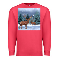 Cardinal winter deer Premium Sweatshirt - BarkalooDesign