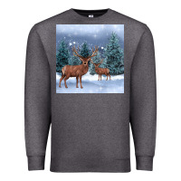 Charcoal Heather winter deer Premium Sweatshirt - BarkalooDesign