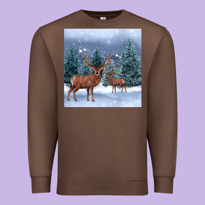 Winter Deer Premium Sweatshirt Designed By Barkaloodesign