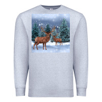 Heather Grey winter deer Premium Sweatshirt - BarkalooDesign