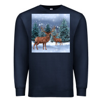 Navy winter deer Premium Sweatshirt - BarkalooDesign