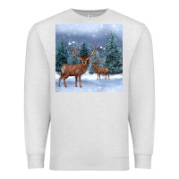 Oatmeal Heather winter deer Premium Sweatshirt - BarkalooDesign