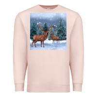 Pale Pink winter deer Premium Sweatshirt - BarkalooDesign