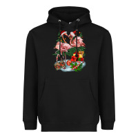 Black Christmas flamingo Heavyweight Hoodie - BarkalooDesign