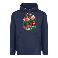 Navy Christmas flamingo Heavyweight Hoodie - BarkalooDesign