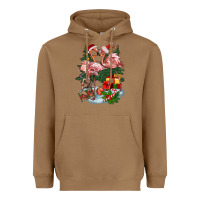 Toasted Coconut Christmas flamingo Heavyweight Hoodie - BarkalooDesign