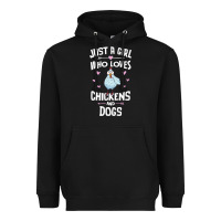 Black Just A Girl Who Loves Chickens And Dogs Gift Women Heavyweight Hoodie - trangStudio