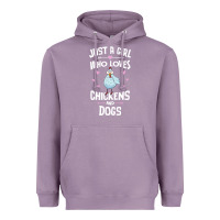 Lavender Just A Girl Who Loves Chickens And Dogs Gift Women Heavyweight Hoodie - trangStudio