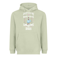 Matcha Just A Girl Who Loves Chickens And Dogs Gift Women Heavyweight Hoodie - trangStudio