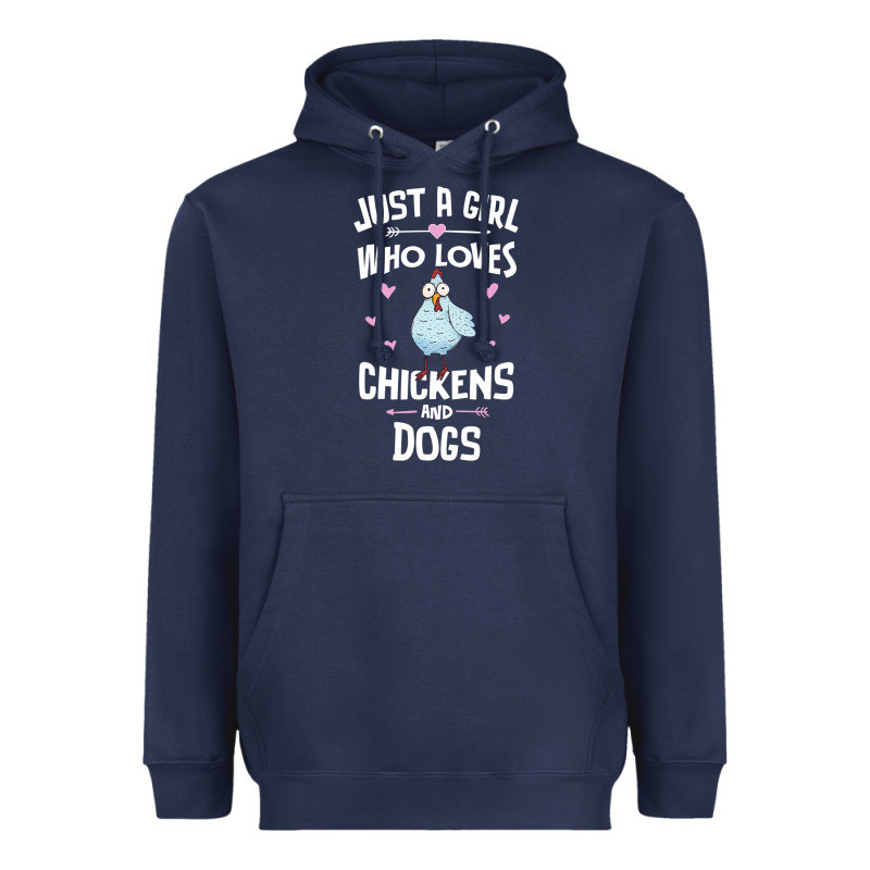 Just A Girl Who Loves Chickens And Dogs Gift Women Heavyweight Hoodie by trangStudio | Teevron