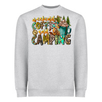 Heather Grey Weekends Coffee And Camping Heavyweight Sweatshirt - CowhideDigitalArt